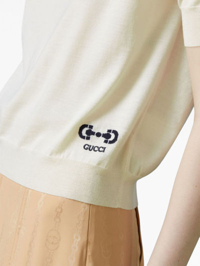 Shop Gucci Horsebit-intarsia Wool T-shirt In White