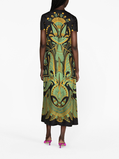 Shop La Doublej Swing Graphic-print Silk Dress In Black