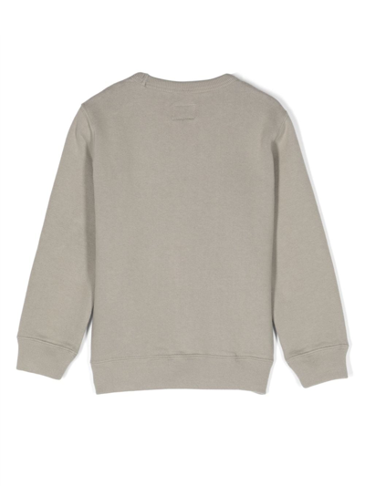 Shop C.p. Company Logo-embroidered Cotton Sweatshirt In Grey