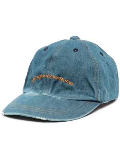 Shop Song For The Mute Logo-embroidered Denim Cap In Blue