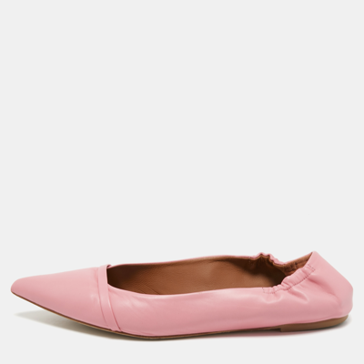 Pre-owned Malone Souliers Pink Leather Raya Ballet Flats Size 40