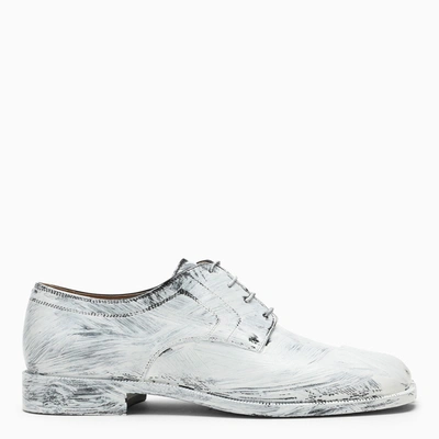 Shop Maison Margiela | Tabi Lace-up In White Painted Leather In Black