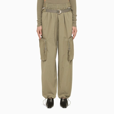 Shop Dion Lee | Sage Green Cargo Trousers With Belt Bag