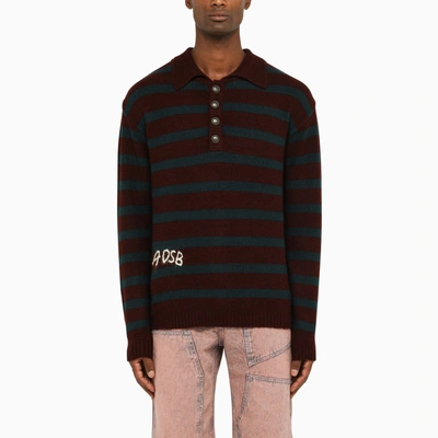 Shop Andersson Bell | Adsb Striped Knit Polo In Burgundy