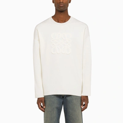 Shop Loewe White Anagram Wool Sweater