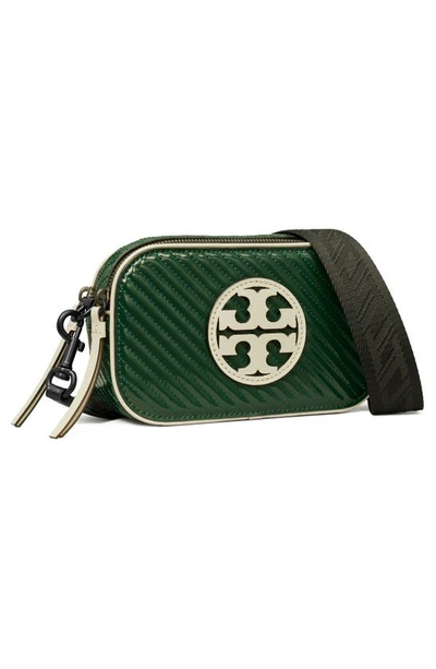 Shop Tory Burch Miller Quilted Patent Leather Crossbody Bag In Pine Tree