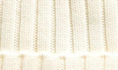 Shop Moncler Logo Patch Cuff Virgin Wool Rib Beanie In White