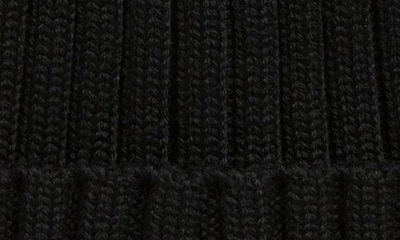 Shop Moncler Logo Patch Cuff Virgin Wool Rib Beanie In Black