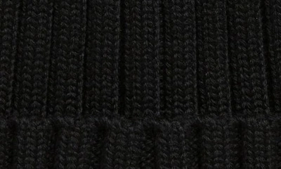 Moncler Logo Patch Cuff Virgin Wool Rib Beanie In Black