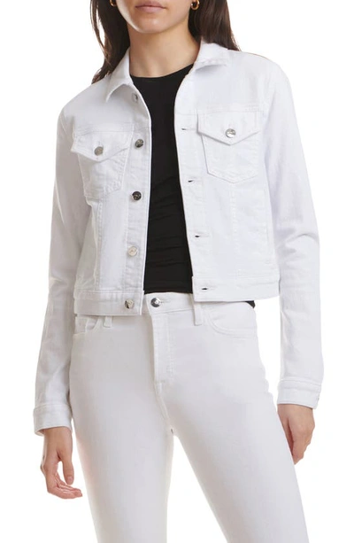 Shop Jen7 By 7 For All Mankind Crop Denim Jacket In White