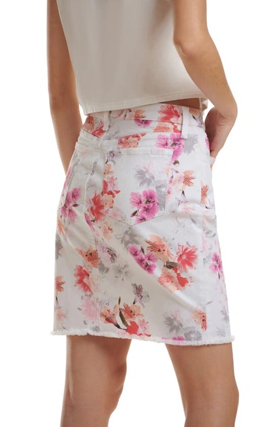 Shop Jen7 By 7 For All Mankind Floral Print Frayed Denim Pencil Skirt In In Bloom