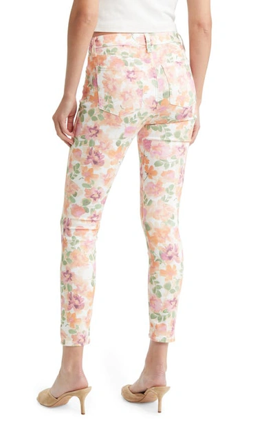 Shop Jen7 By 7 For All Mankind Floral Print Mid Rise Ankle Skinny Jeans In Waterclr Floral