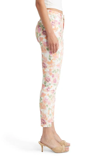 Jen7 By 7 For All Mankind Floral Print Mid Rise Ankle Skinny Jeans In Waterclr Floral