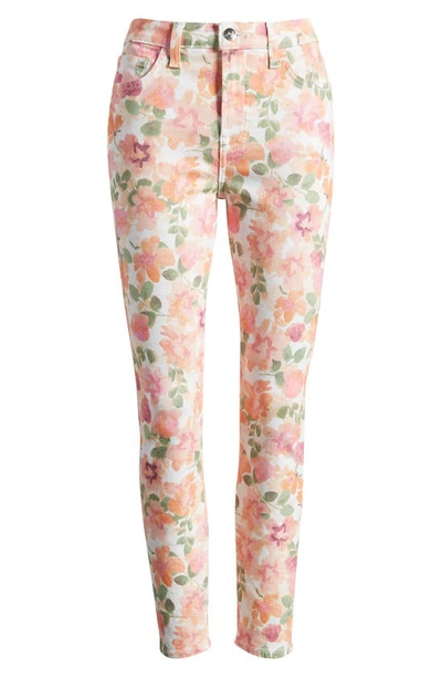 Jen7 By 7 For All Mankind Floral Print Mid Rise Ankle Skinny Jeans In Waterclr Floral