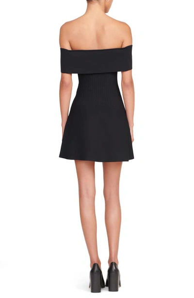 Shop Staud Artistry Off The Shoulder Rib Sweater Dress In Black