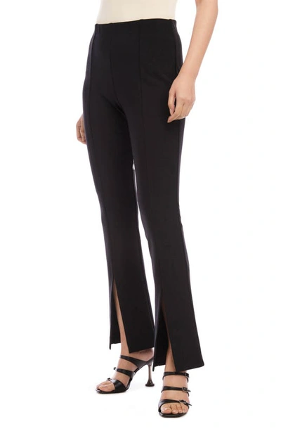 Fifteen Twenty Harlow Slit Hem Bootcut Pants In Black