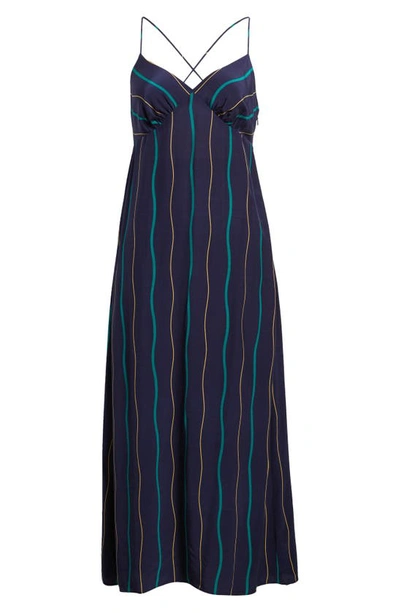 Shop Madewell Layton Wavy Stripe Midi Slipdress In Fresh Blueberry