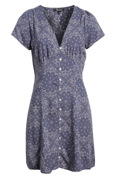 Madewell Shirred Button Front Minidress In Nighttime