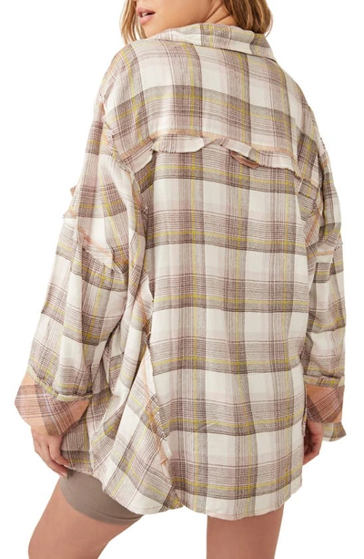 Free People Fallin' For Flannel Oversize Pajama Shirt In Olay And Gren Combo