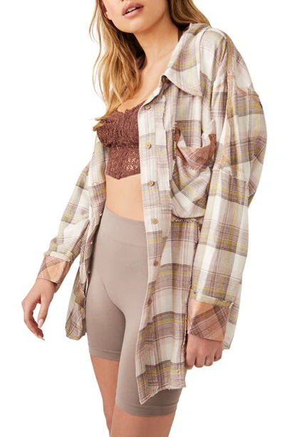 Shop Free People Fallin' For Flannel Oversize Pajama Shirt In Olay And Gren Combo