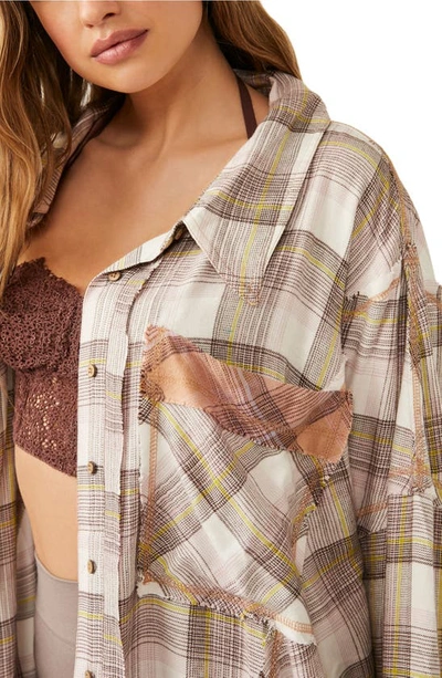 Free People Fallin' For Flannel Oversize Pajama Shirt In Olay And Gren Combo