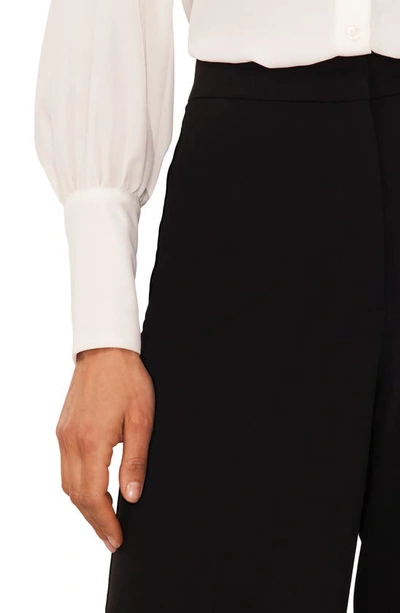 Halogen Elastic Back Wide Leg Trousers In Rich Black