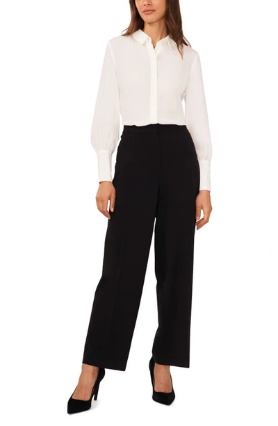 Halogen Elastic Back Wide Leg Trousers In Rich Black