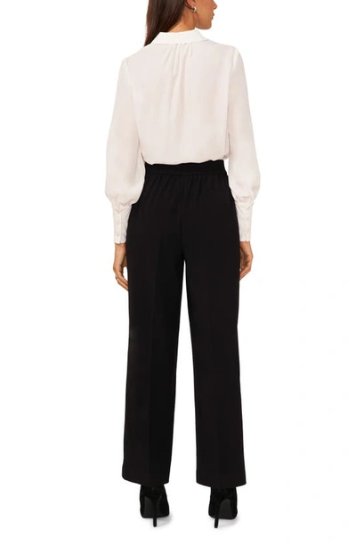 Halogen Elastic Back Wide Leg Trousers In Rich Black