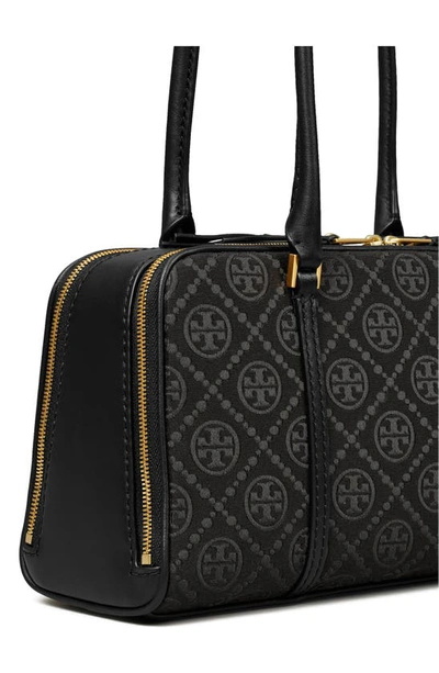 Shop Tory Burch T Monogram Small Marshmallow Leather Satchel In Black