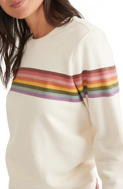 Shop Marine Layer Anytime Rainbow Stripe Sweatshirt In White