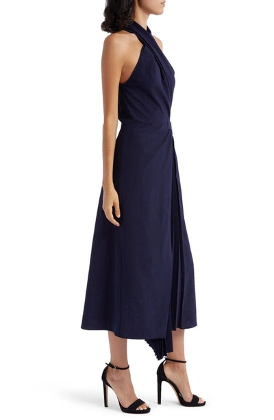 Shop A.l.c Fiona Belted Halter Dress In Evening Blue