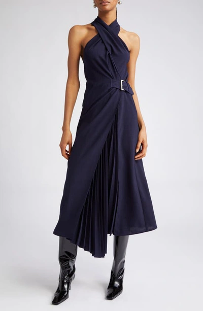 Shop A.l.c Fiona Belted Halter Dress In Evening Blue