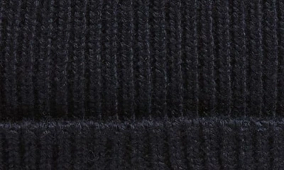 Shop Moncler Logo Patch Virgin Wool Knit Beanie In Dark Navy Blue