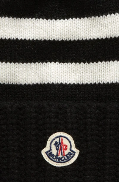 Shop Moncler Arch Classic Stripe Cuff Virgin Wool & Cashmere Beanie In Black