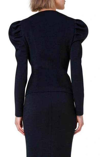 Shop Akris Punto Puff Sleeve Scuba Jersey Jacket In Black