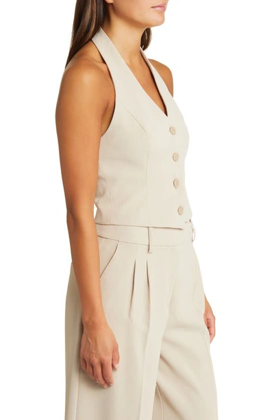 Shop Open Edit Halter Vest In Tan Oxford