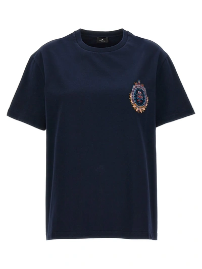 Shop Etro Embroidery T-shirt Blue
