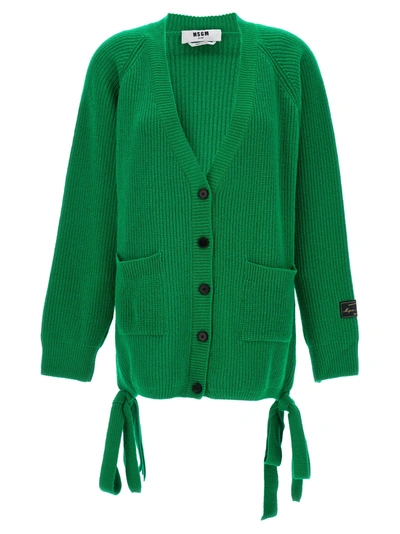 Shop Msgm Fringed Cardigan Sweater, Cardigans Green