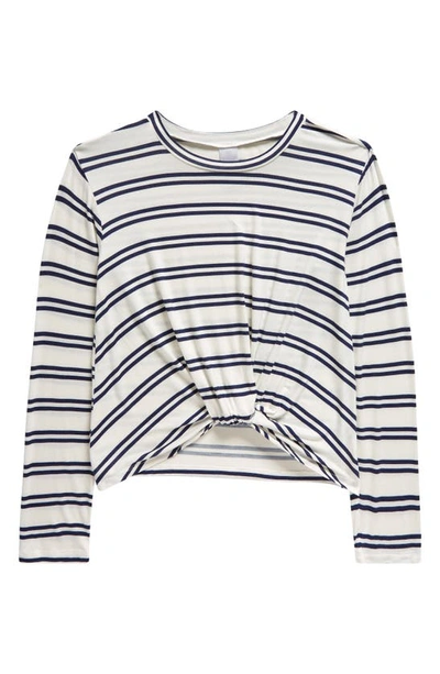 Shop Nordstrom Kid's Twist Front Long Sleeve T-shirt In Navy Peacoat Fun Stripe