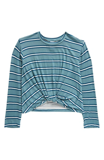 Shop Nordstrom Kids' Twist Front Long Sleeve T-shirt In Teal Arctic Fun Stripe