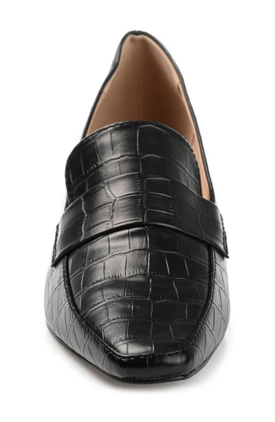 Journee Collection Celina Croc Embossed Loafer Pump In Black