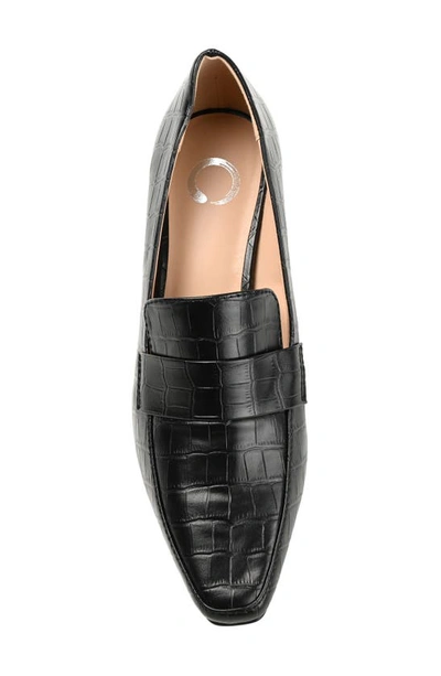 Journee Collection Celina Croc Embossed Loafer Pump In Black