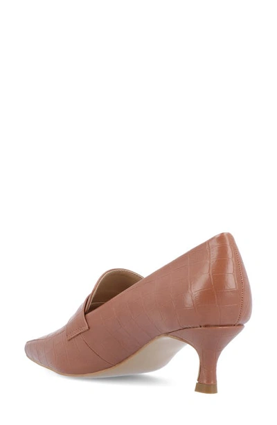 Journee Collection Celina Croc Embossed Loafer Pump In Brown