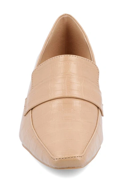 Journee Collection Celina Croc Embossed Loafer Pump In Tan