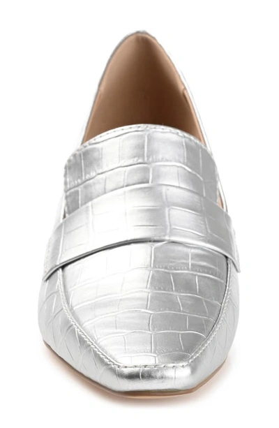 Journee Collection Celina Croc Embossed Loafer Pump In Silver