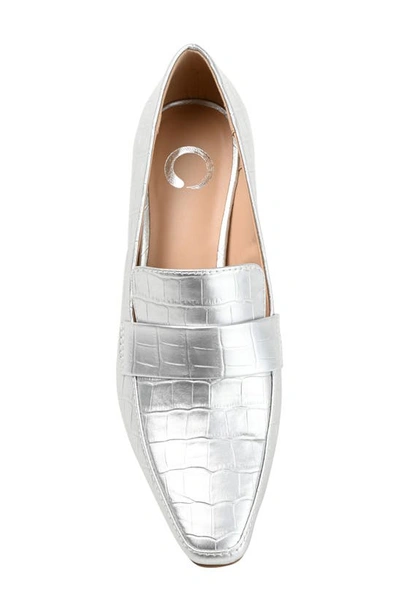 Journee Collection Celina Croc Embossed Loafer Pump In Silver