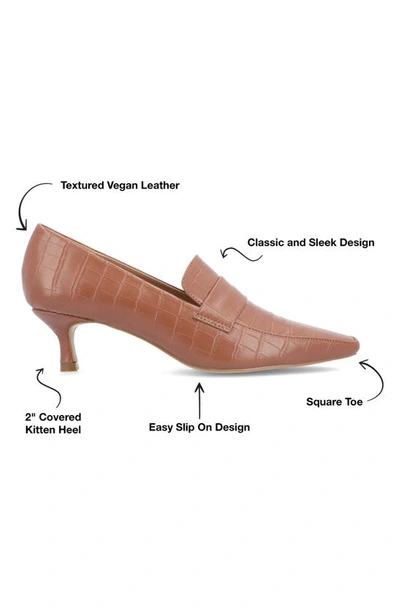 Journee Collection Celina Croc Embossed Loafer Pump In Brown