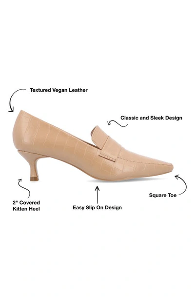 Journee Collection Celina Croc Embossed Loafer Pump In Tan