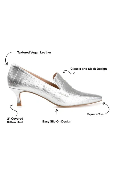 Journee Collection Celina Croc Embossed Loafer Pump In Silver