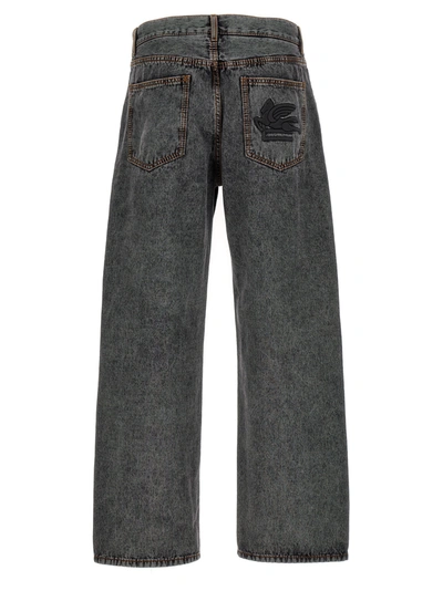 Shop Etro Logo Embroidery Jeans